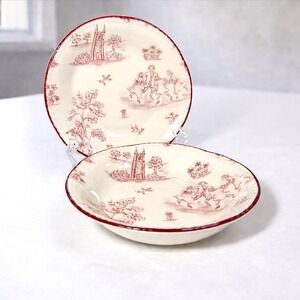 VTG Wood & Sons Toille de Joile Pink Berry Dessert Bowls 5" Cottagecore Set of 2